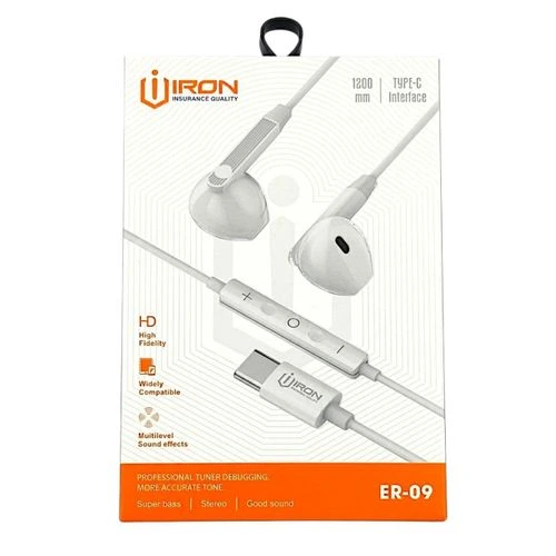 Écouteurs Filaires USB-C Iron ER-09 avec Micro – Blanc 3 Boîte des écouteurs filaires USB-C Iron ER-09 avec microphone