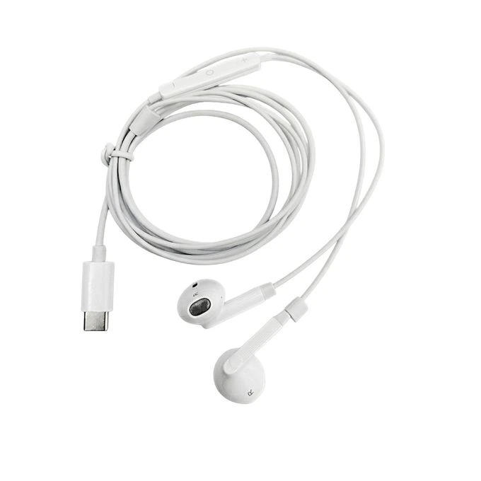 Écouteurs Filaires USB-C Iron ER-09 avec Micro – Blanc 4 Écouteurs USB-C Iron ER-09 blancs avec câble et commandes intégrées