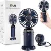 Mini Ventilateur Portable Rechargeable USB avec Écran LED – 5 Vitesses 1 Mini ventilateur portable rechargeable USB