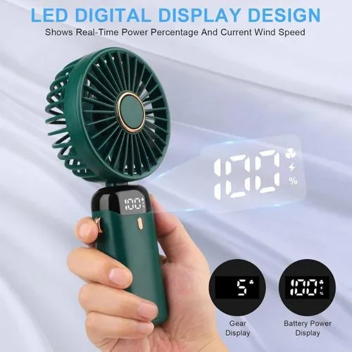 Mini Ventilateur Portable Rechargeable USB avec Écran LED – 5 Vitesses 5 Mini ventilateur portable rechargeable USB1