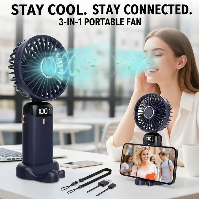 Mini Ventilateur Portable Rechargeable USB avec Écran LED – 5 Vitesses 6 Mini ventilateur portable rechargeable USB2