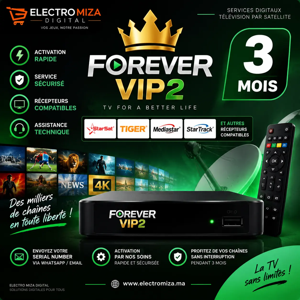 Forever VIP2 3 Mois – Renouvellement Serveur par Serial Number 4 Forever VIP2 3 Mois